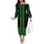 New Zealand Maori Kowhaiwhai Family Matching Off The Shoulder Long Sleeve Dress and Hawaiian Shirt Kakariki Maui and Mangopare