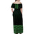 New Zealand Maori Kowhaiwhai Family Matching Off Shoulder Maxi Dress and Hawaiian Shirt Kakariki Maui and Mangopare