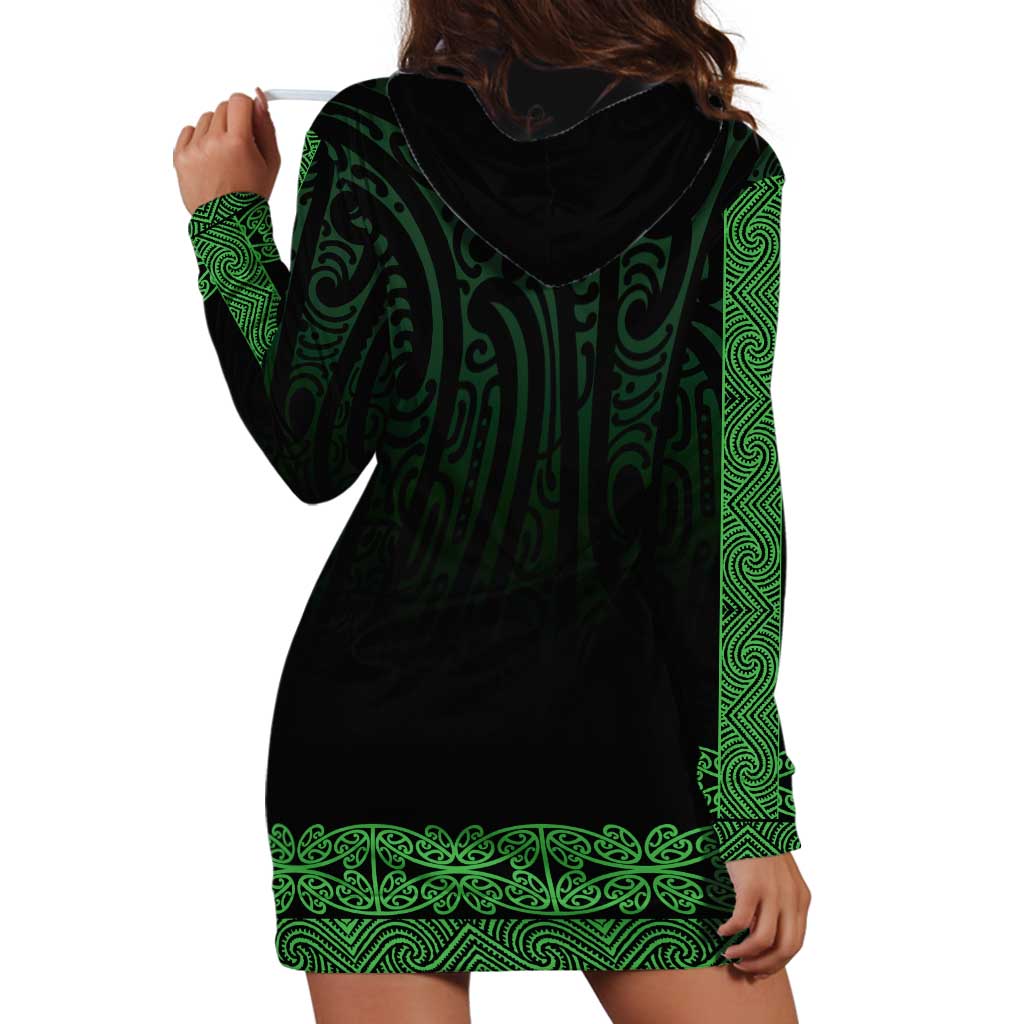 New Zealand Maori Kowhaiwhai Hoodie Dress Kakariki Maui and Mangopare