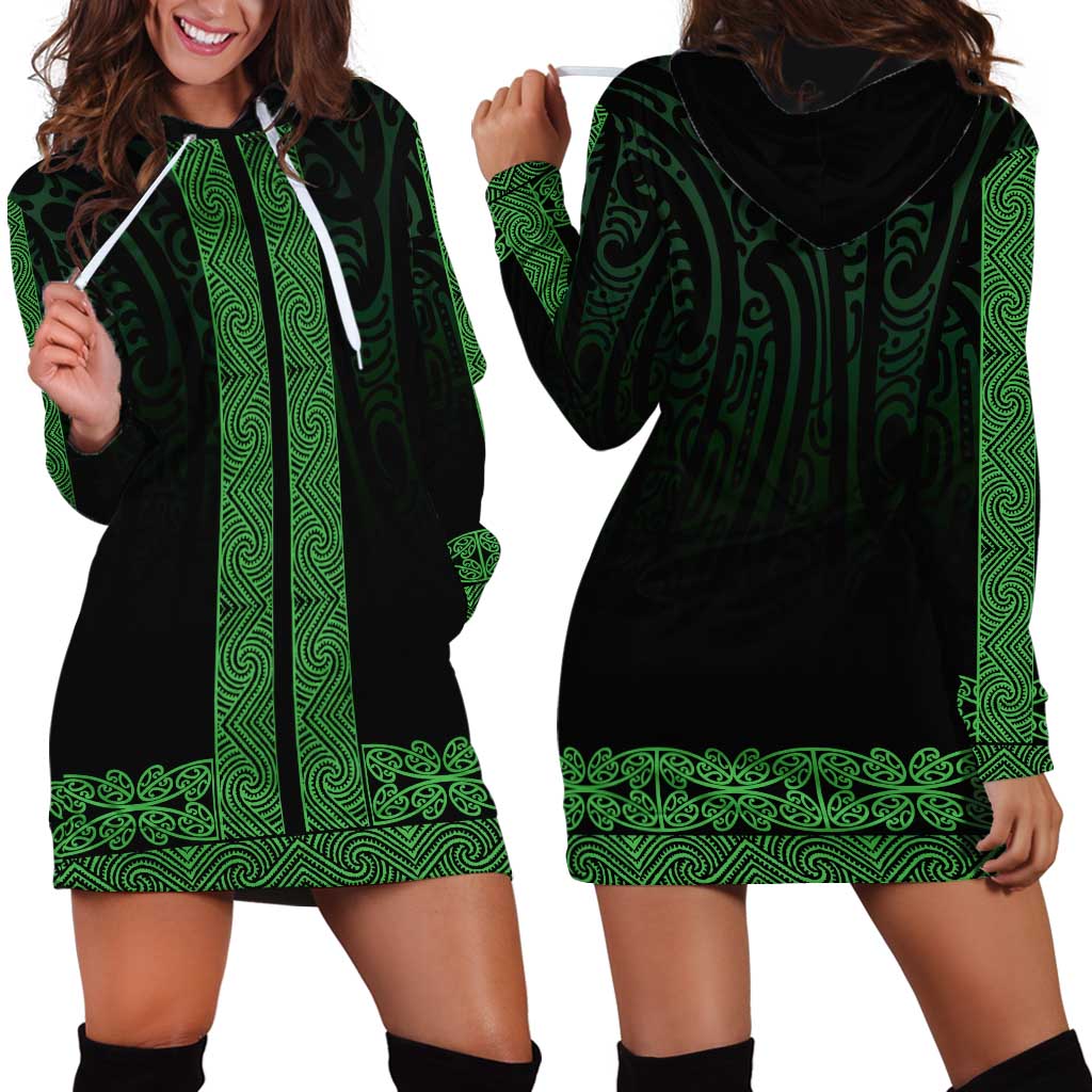 New Zealand Maori Kowhaiwhai Hoodie Dress Kakariki Maui and Mangopare