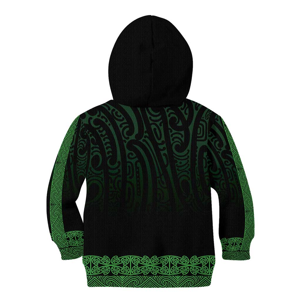 New Zealand Maori Kowhaiwhai Kid Hoodie Kakariki Maui and Mangopare