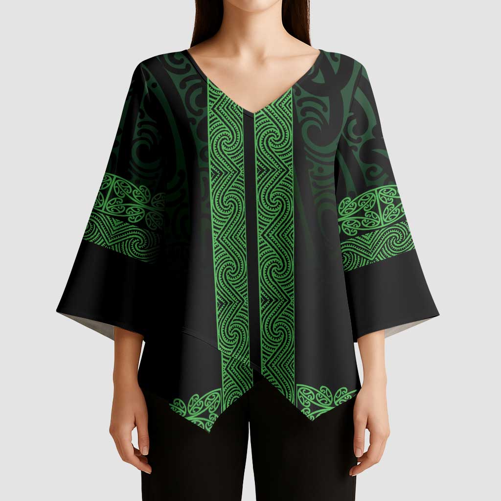 New Zealand Maori Kowhaiwhai Kimono Sleeve Blouse Kakariki Maui and Mangopare - Polynesian Pride