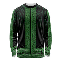 New Zealand Maori Kowhaiwhai Long Sleeve Shirt Kakariki Maui and Mangopare