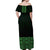 New Zealand Maori Kowhaiwhai Off Shoulder Maxi Dress Kakariki Maui and Mangopare