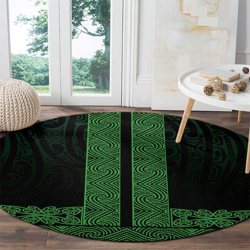 New Zealand Maori Kowhaiwhai Round Carpet Kakariki Maui and Mangopare