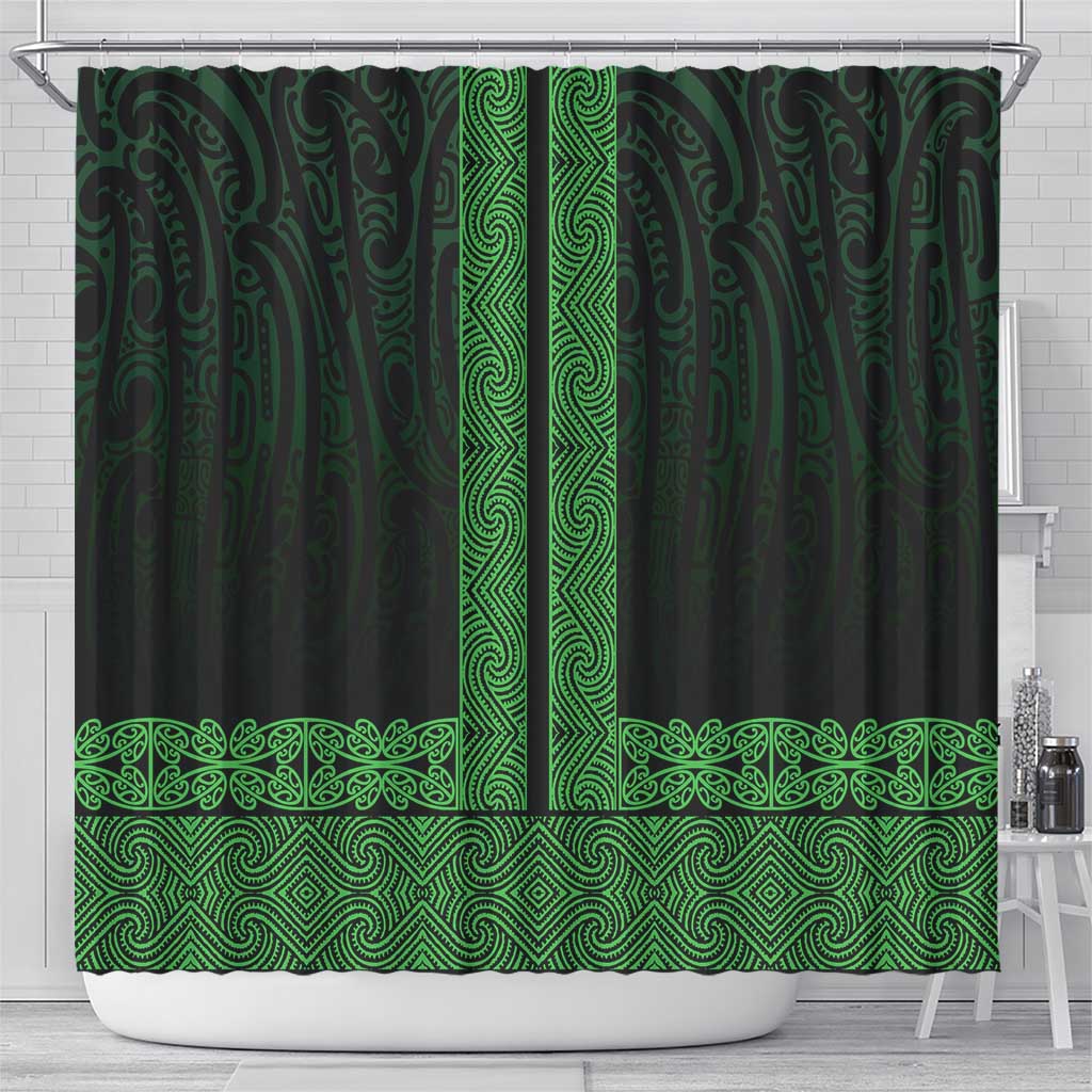 New Zealand Maori Kowhaiwhai Shower Curtain Kakariki Maui and Mangopare