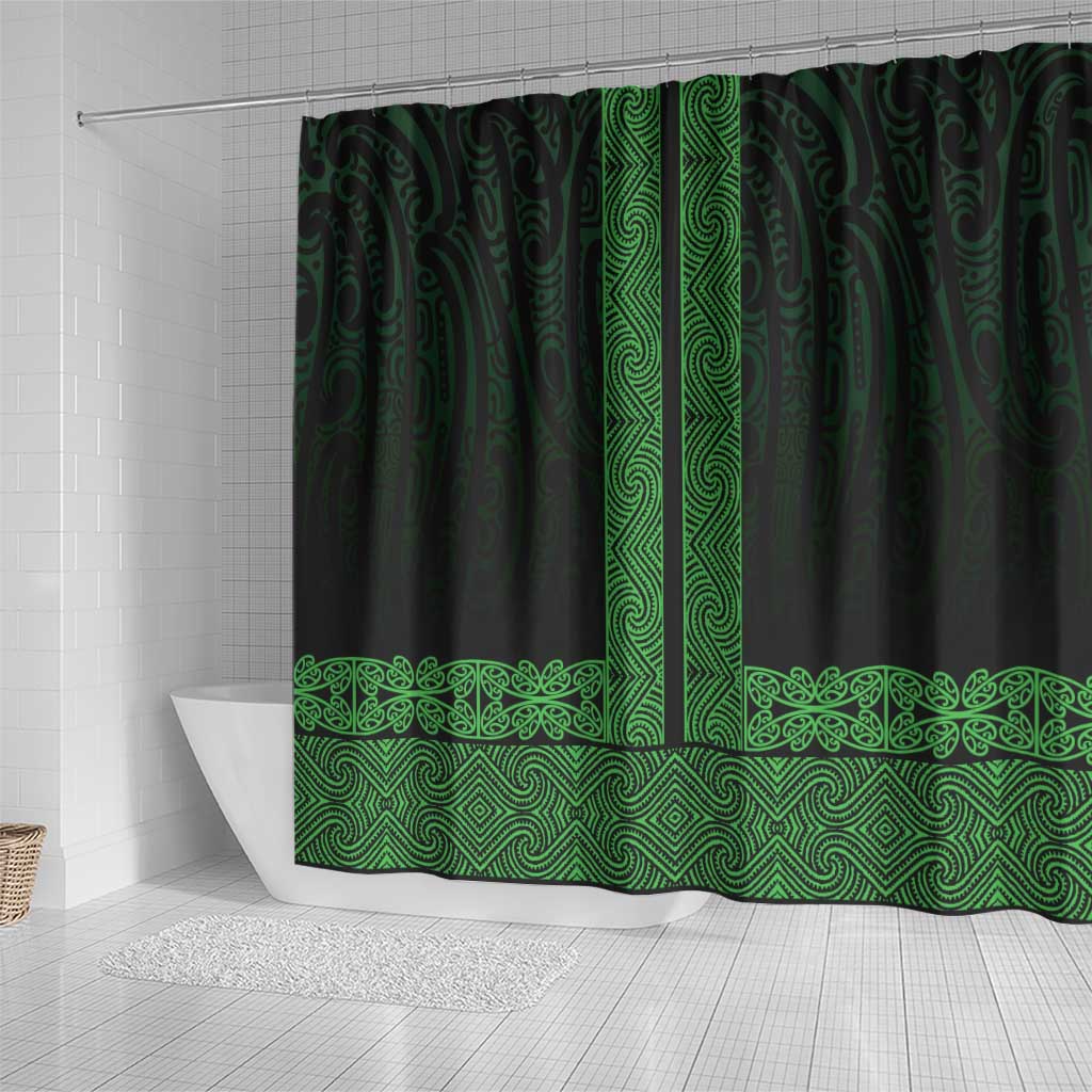New Zealand Maori Kowhaiwhai Shower Curtain Kakariki Maui and Mangopare
