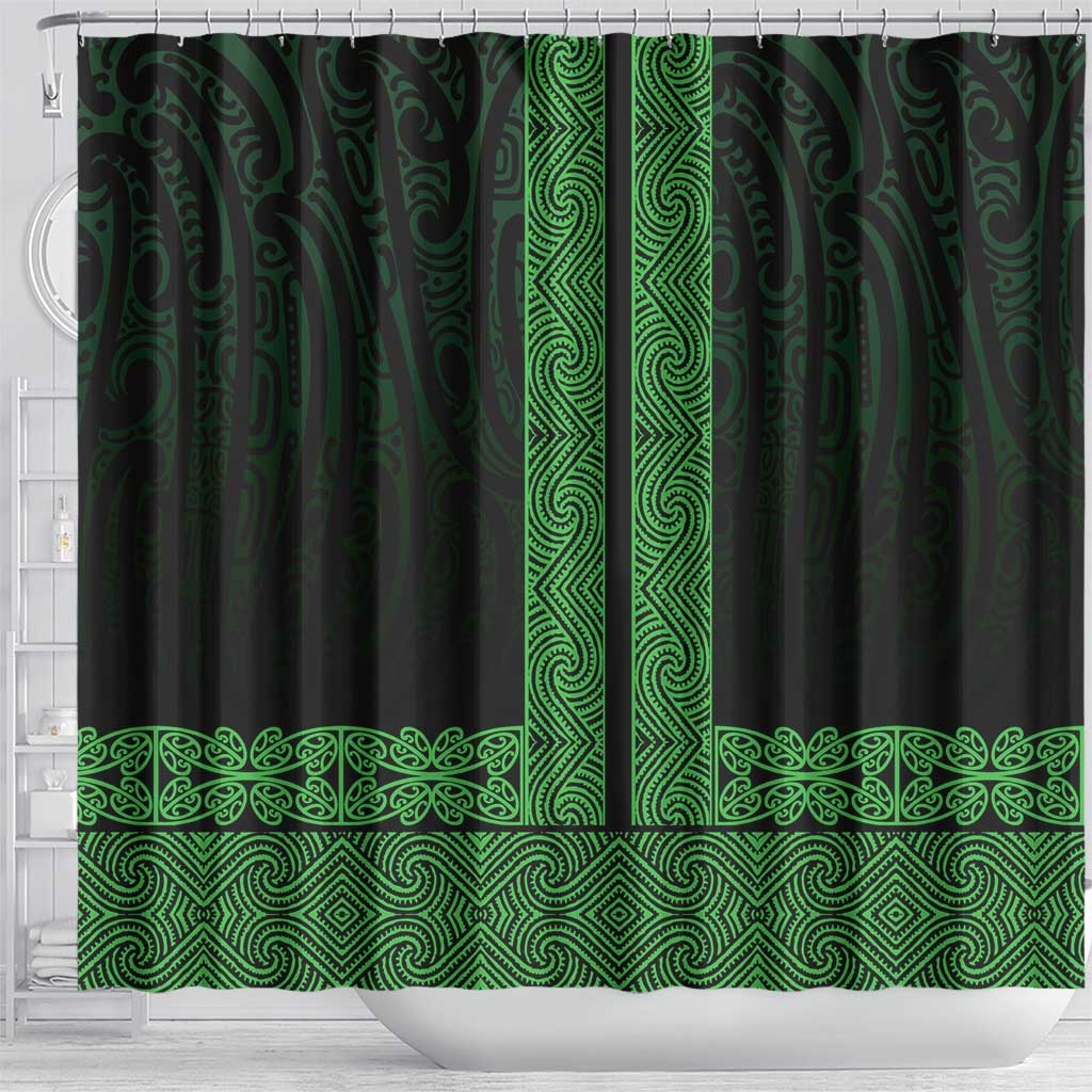 New Zealand Maori Kowhaiwhai Shower Curtain Kakariki Maui and Mangopare