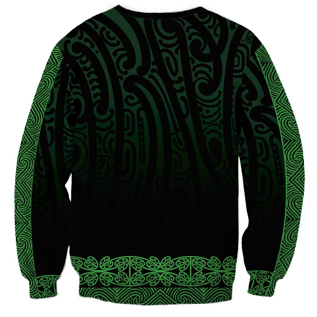 New Zealand Maori Kowhaiwhai Sweatshirt Kakariki Maui and Mangopare