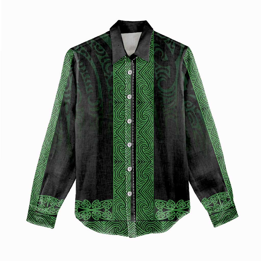 New Zealand Maori Kowhaiwhai Women Casual Shirt Kakariki Maui and Mangopare