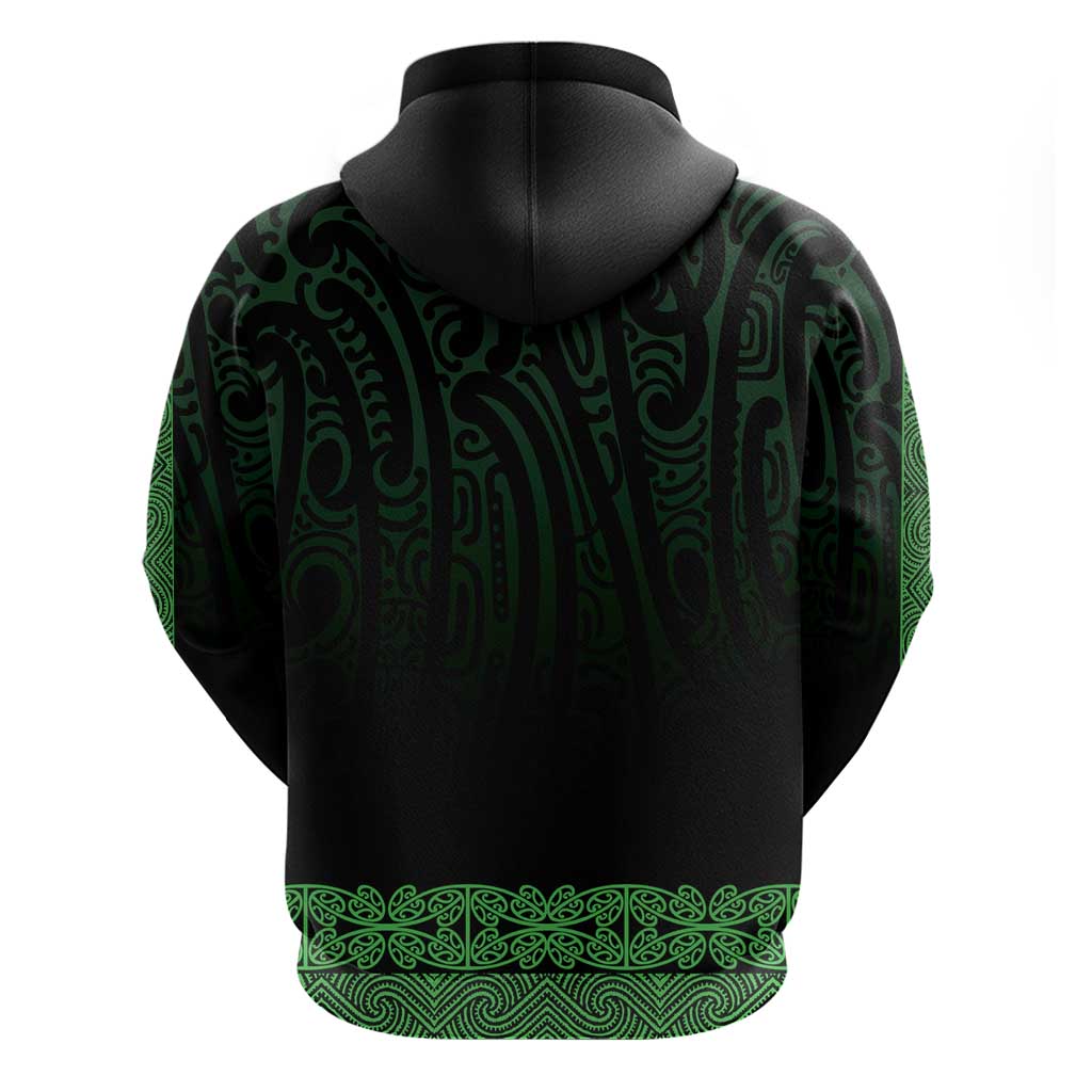 New Zealand Maori Kowhaiwhai Zip Hoodie Kakariki Maui and Mangopare