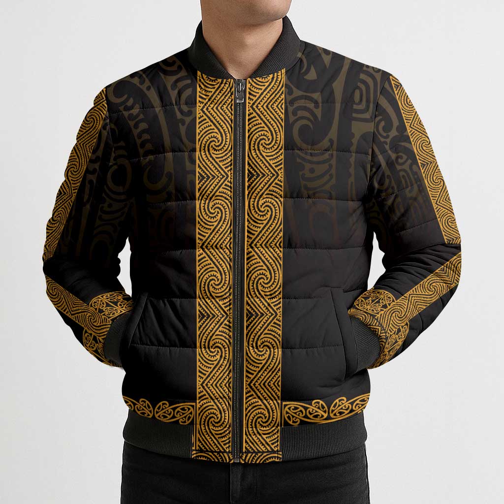 New Zealand Maori Kowhaiwhai Bomber Puffer Jacket Karaka Maui and Mangopare - Polynesian Pride