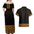 New Zealand Maori Kowhaiwhai Couples Matching Off Shoulder Maxi Dress and Hawaiian Shirt Karaka Maui and Mangopare