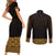 New Zealand Maori Kowhaiwhai Couples Matching Short Sleeve Bodycon Dress and Long Sleeve Button Shirt Karaka Maui and Mangopare