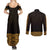 New Zealand Maori Kowhaiwhai Couples Matching Summer Maxi Dress and Long Sleeve Button Shirt Karaka Maui and Mangopare