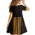 New Zealand Maori Kowhaiwhai Family Matching Off The Shoulder Long Sleeve Dress and Hawaiian Shirt Karaka Maui and Mangopare