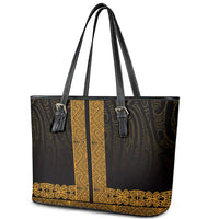 New Zealand Maori Kowhaiwhai Leather Tote Bag Karaka Maui and Mangopare