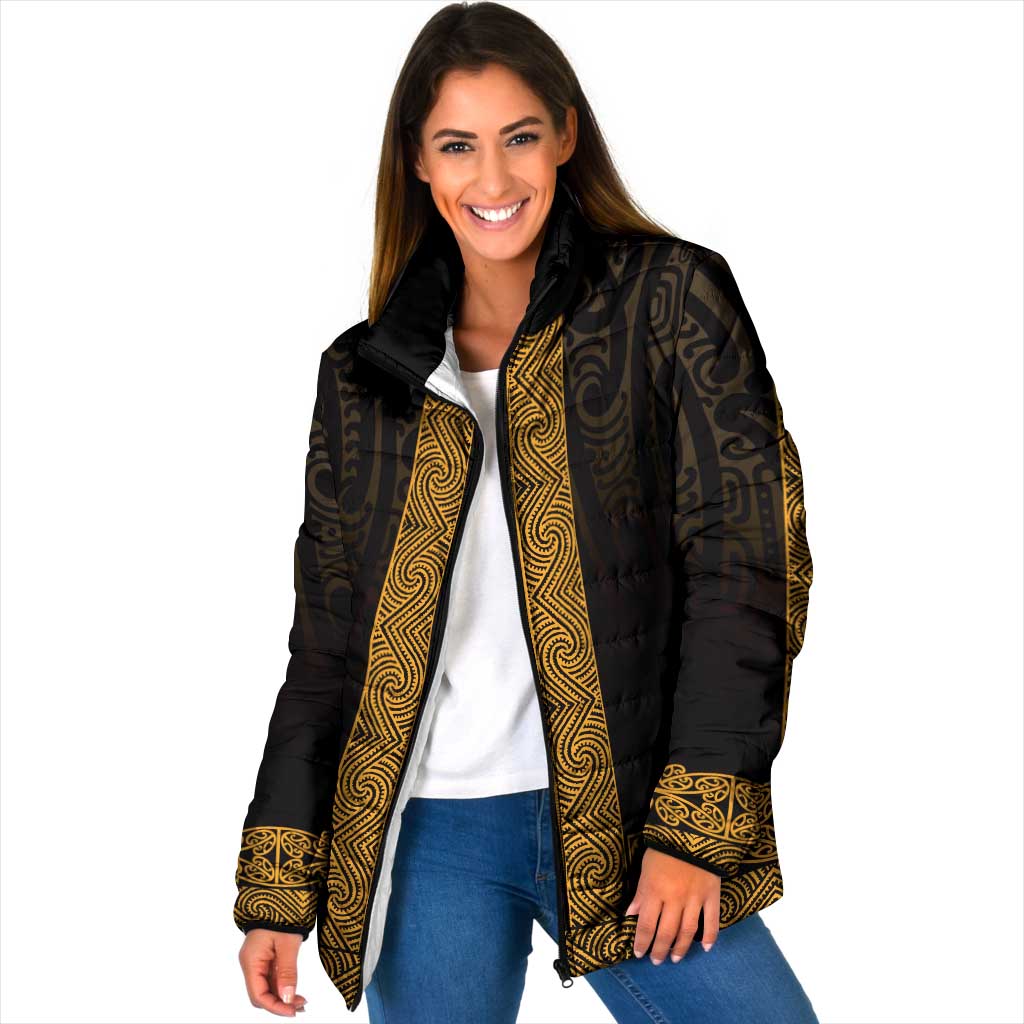 New Zealand Maori Kowhaiwhai Padded Jacket Karaka Maui and Mangopare - Polynesian Pride