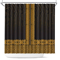 New Zealand Maori Kowhaiwhai Shower Curtain Karaka Maui and Mangopare