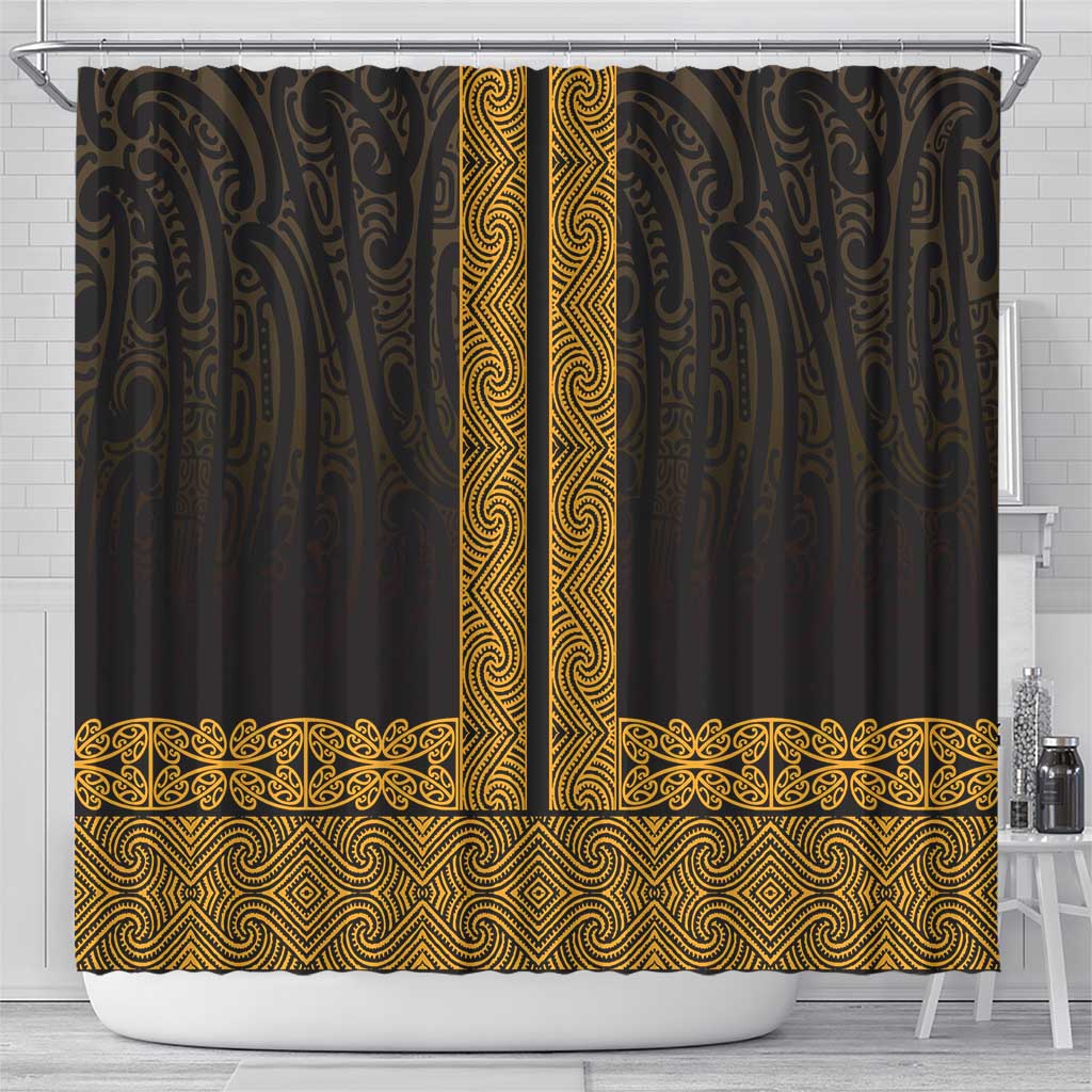 New Zealand Maori Kowhaiwhai Shower Curtain Karaka Maui and Mangopare