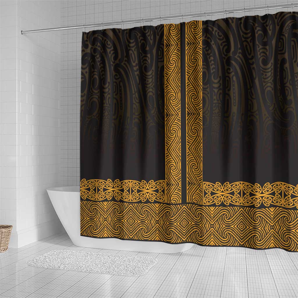 New Zealand Maori Kowhaiwhai Shower Curtain Karaka Maui and Mangopare
