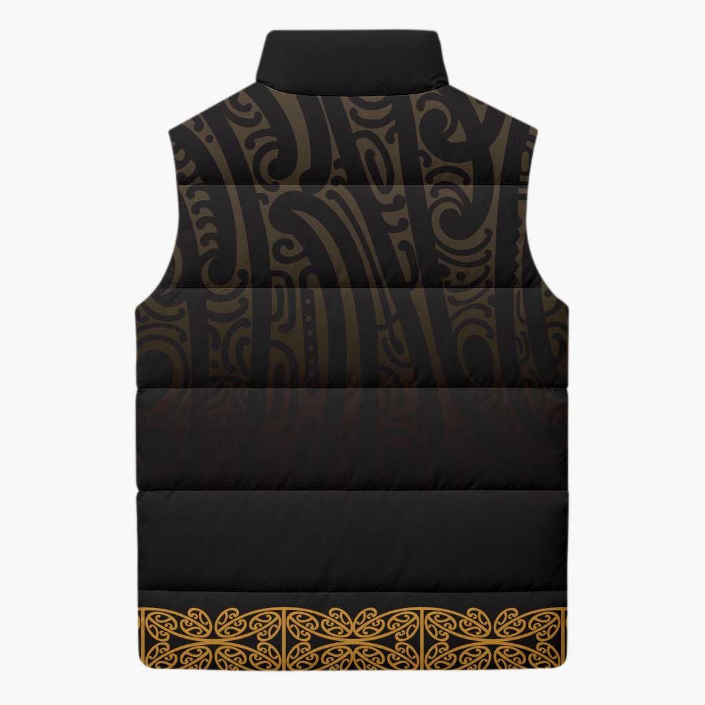 New Zealand Maori Kowhaiwhai Sleeveless Puffer Jacket Karaka Maui and Mangopare - Polynesian Pride