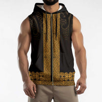 New Zealand Maori Kowhaiwhai Sleeveless Zip Hoodie Karaka Maui and Mangopare - Polynesian Pride
