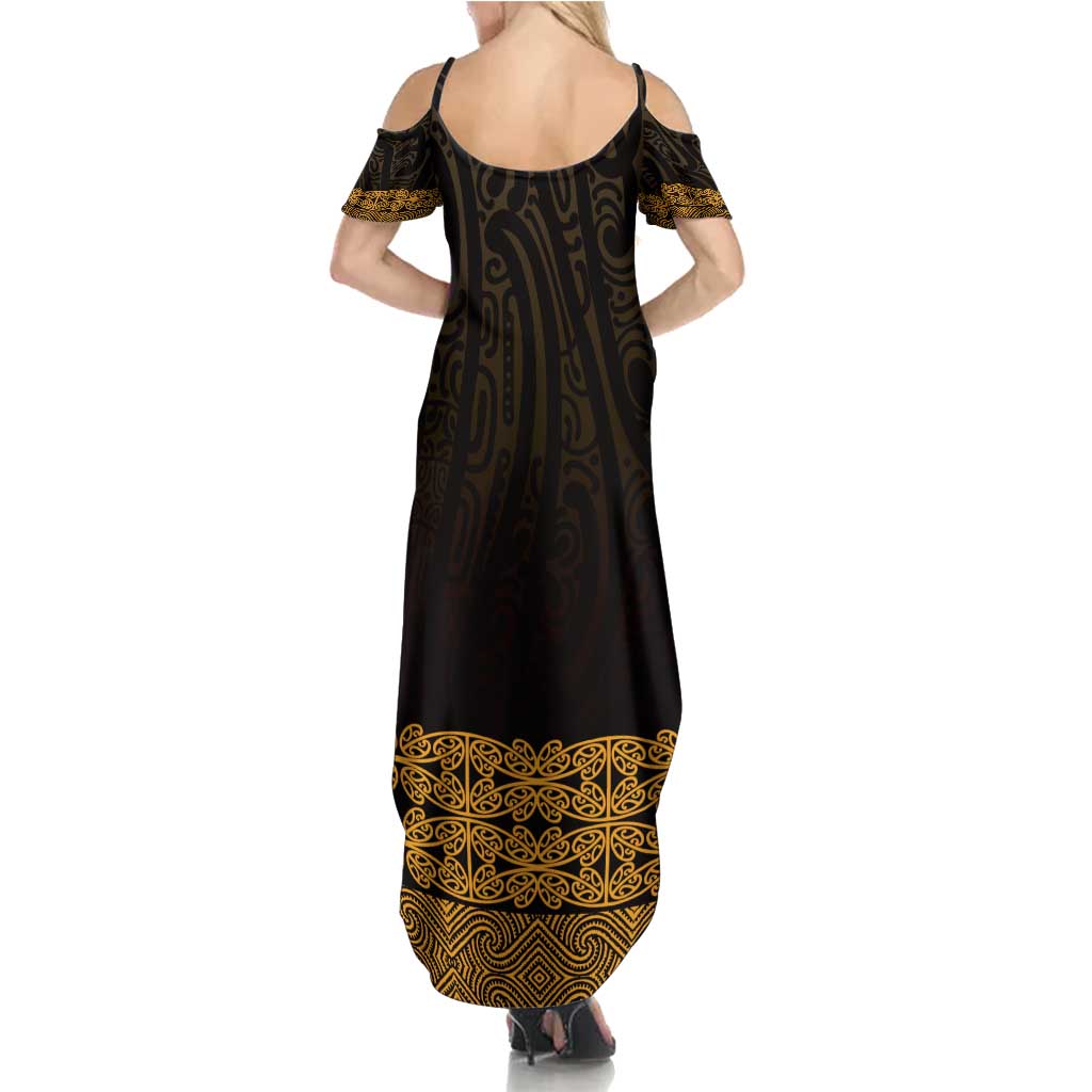 New Zealand Maori Kowhaiwhai Summer Maxi Dress Karaka Maui and Mangopare