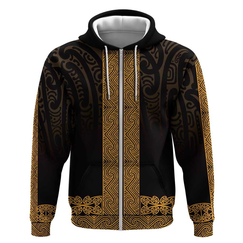 New Zealand Maori Kowhaiwhai Zip Hoodie Karaka Maui and Mangopare