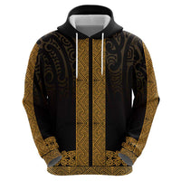 New Zealand Maori Kowhaiwhai Zip Hoodie Karaka Maui and Mangopare