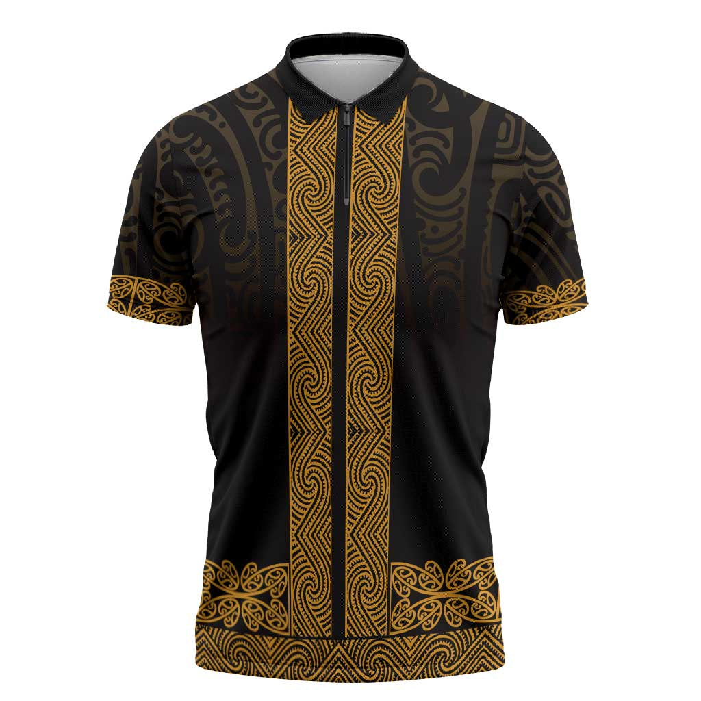 New Zealand Maori Kowhaiwhai Zipper Polo Shirt Karaka Maui and Mangopare - Polynesian Pride