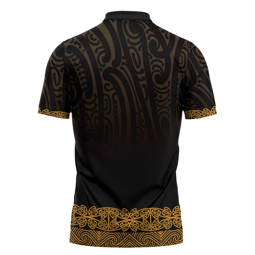 New Zealand Maori Kowhaiwhai Zipper Polo Shirt Karaka Maui and Mangopare - Polynesian Pride
