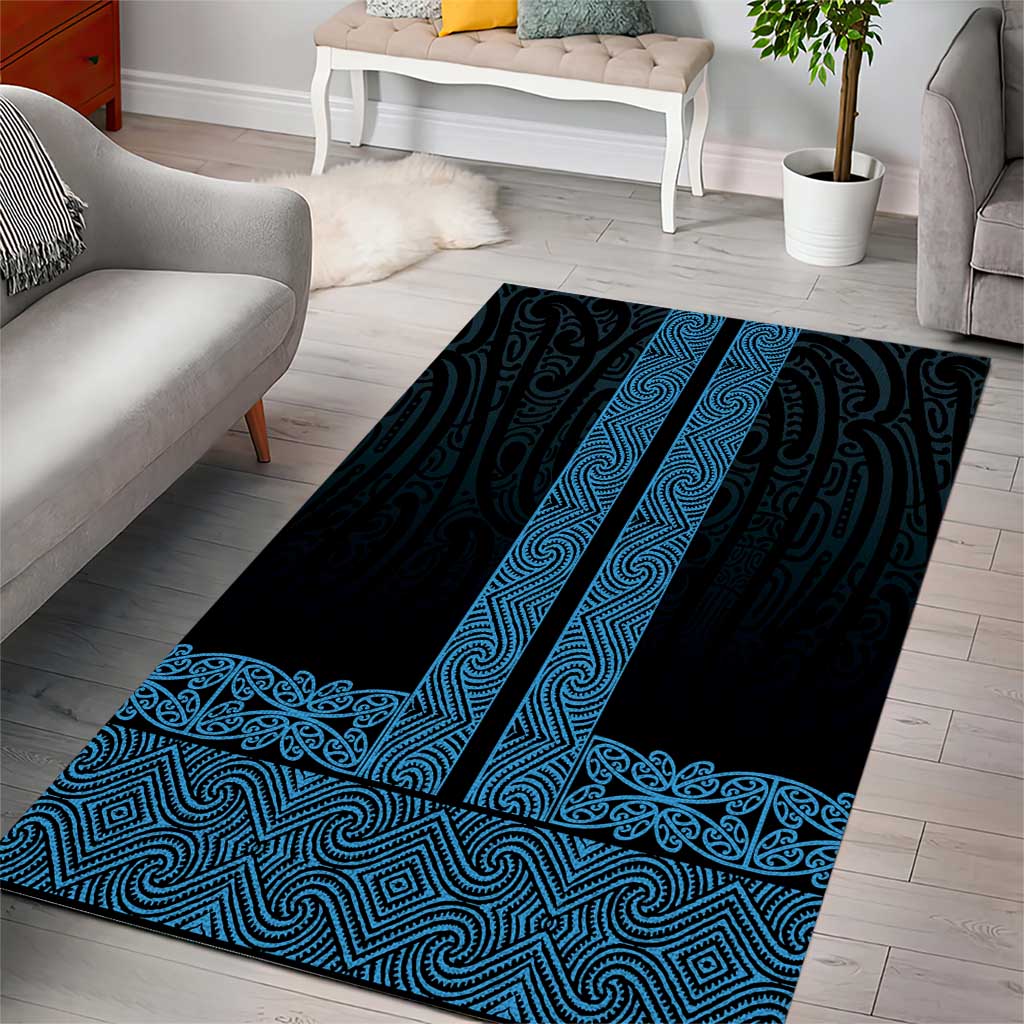 New Zealand Maori Kowhaiwhai Area Rug Kikorangi Maui and Mangopare