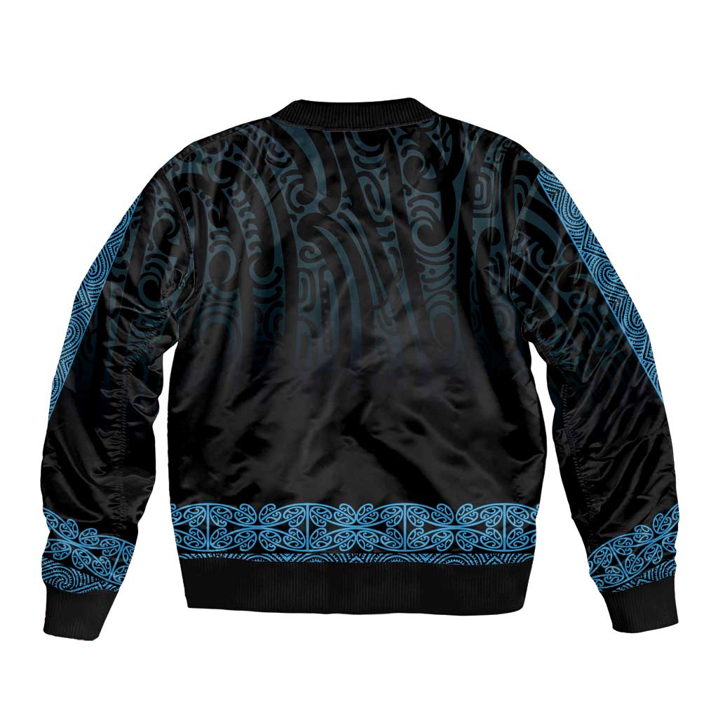New Zealand Maori Kowhaiwhai Bomber Jacket Kikorangi Maui and Mangopare