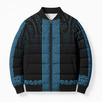 New Zealand Maori Kowhaiwhai Bomber Puffer Jacket Kikorangi Maui and Mangopare - Polynesian Pride