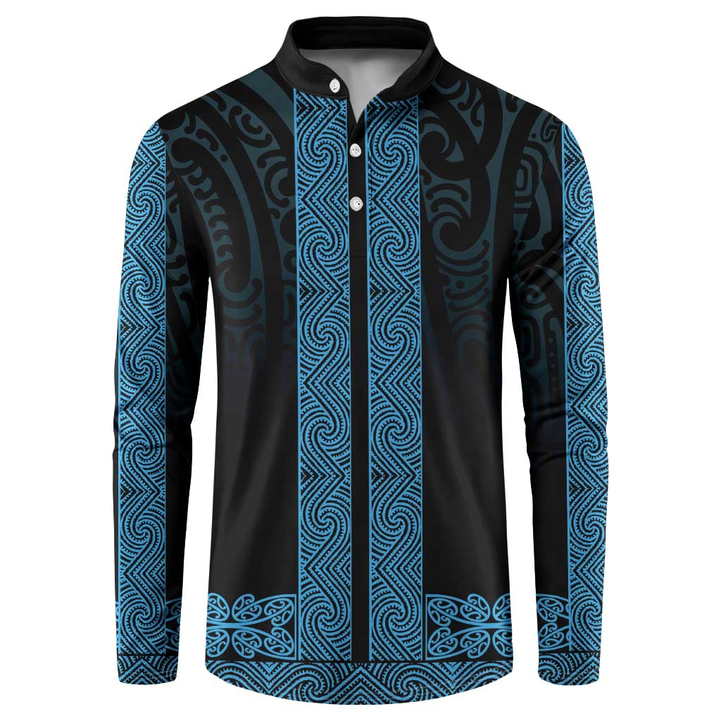 New Zealand Maori Kowhaiwhai Button Sweatshirt Kikorangi Maui and Mangopare