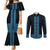 New Zealand Maori Kowhaiwhai Couples Matching Mermaid Dress and Long Sleeve Button Shirt Kikorangi Maui and Mangopare