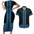 New Zealand Maori Kowhaiwhai Couples Matching Short Sleeve Bodycon Dress and Hawaiian Shirt Kikorangi Maui and Mangopare