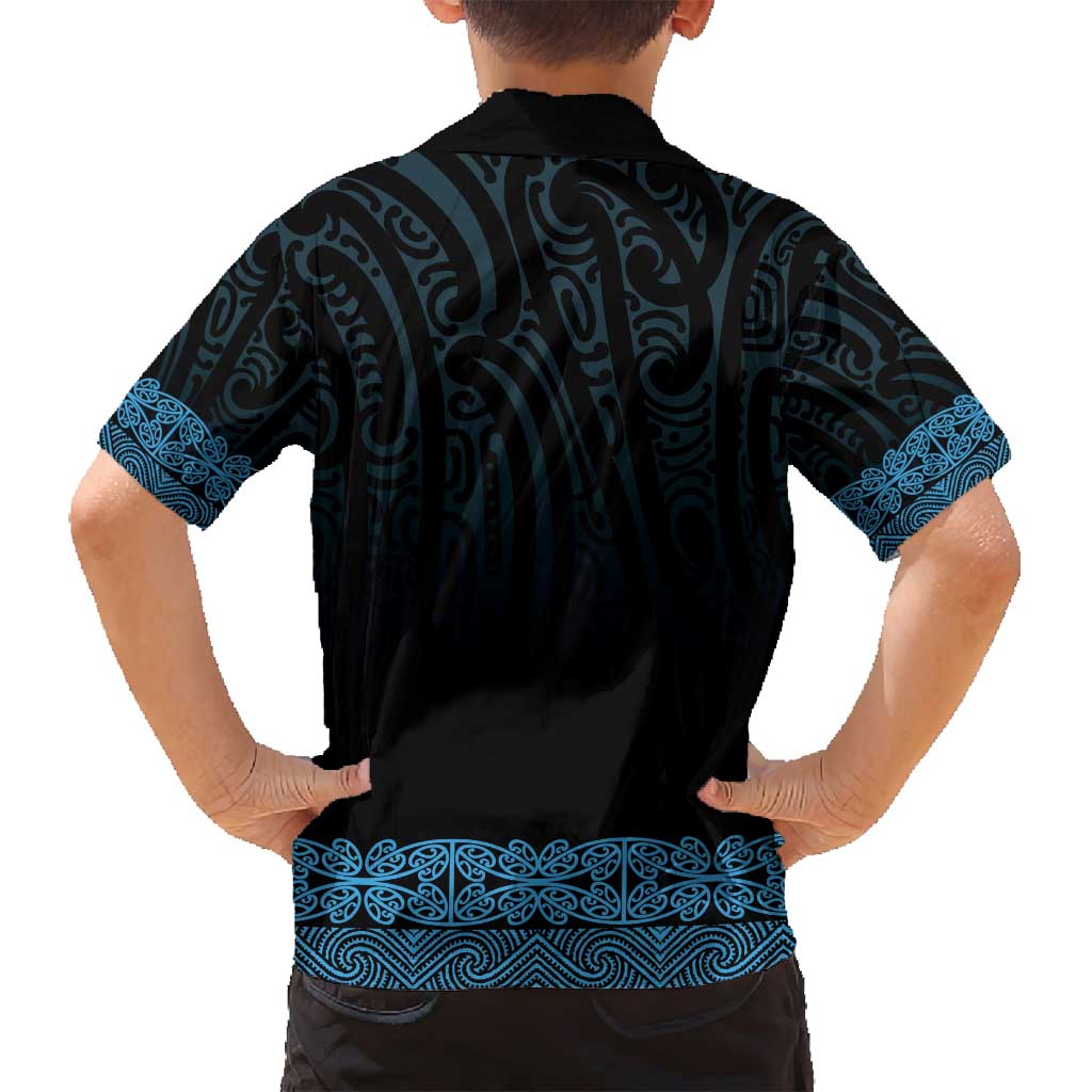 New Zealand Maori Kowhaiwhai Family Matching Long Sleeve Bodycon Dress and Hawaiian Shirt Kikorangi Maui and Mangopare