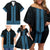 New Zealand Maori Kowhaiwhai Family Matching Off Shoulder Short Dress and Hawaiian Shirt Kikorangi Maui and Mangopare
