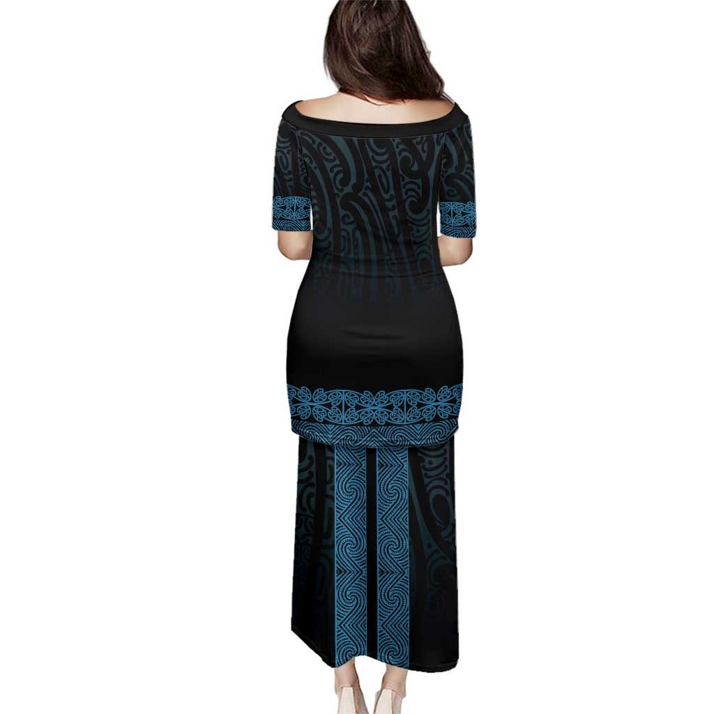 New Zealand Maori Kowhaiwhai Family Matching Puletasi and Hawaiian Shirt Kikorangi Maui and Mangopare