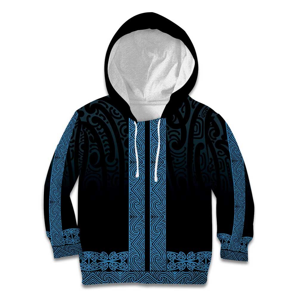 New Zealand Maori Kowhaiwhai Kid Hoodie Kikorangi Maui and Mangopare