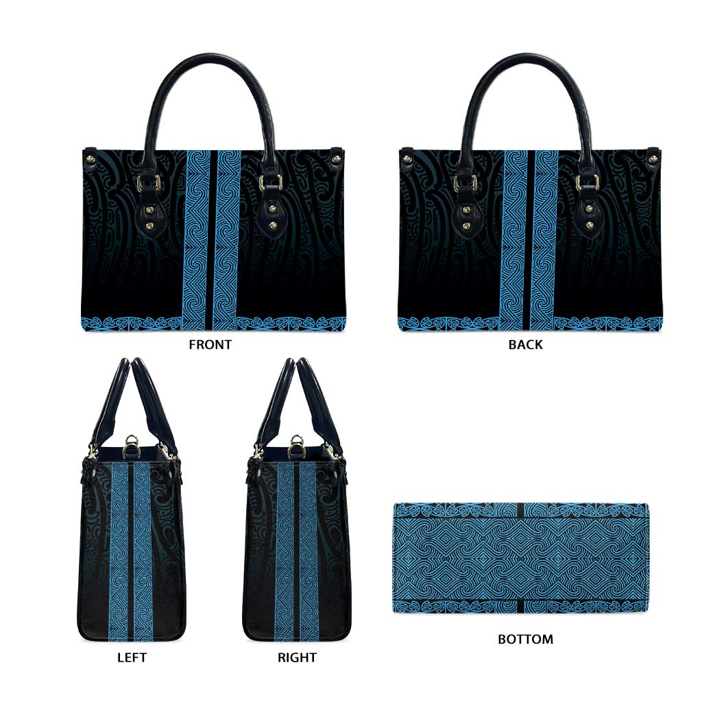 New Zealand Maori Kowhaiwhai Leather Bag Kikorangi Maui and Mangopare - Polynesian Pride