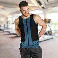 New Zealand Maori Kowhaiwhai Men Tank Top Kikorangi Maui and Mangopare