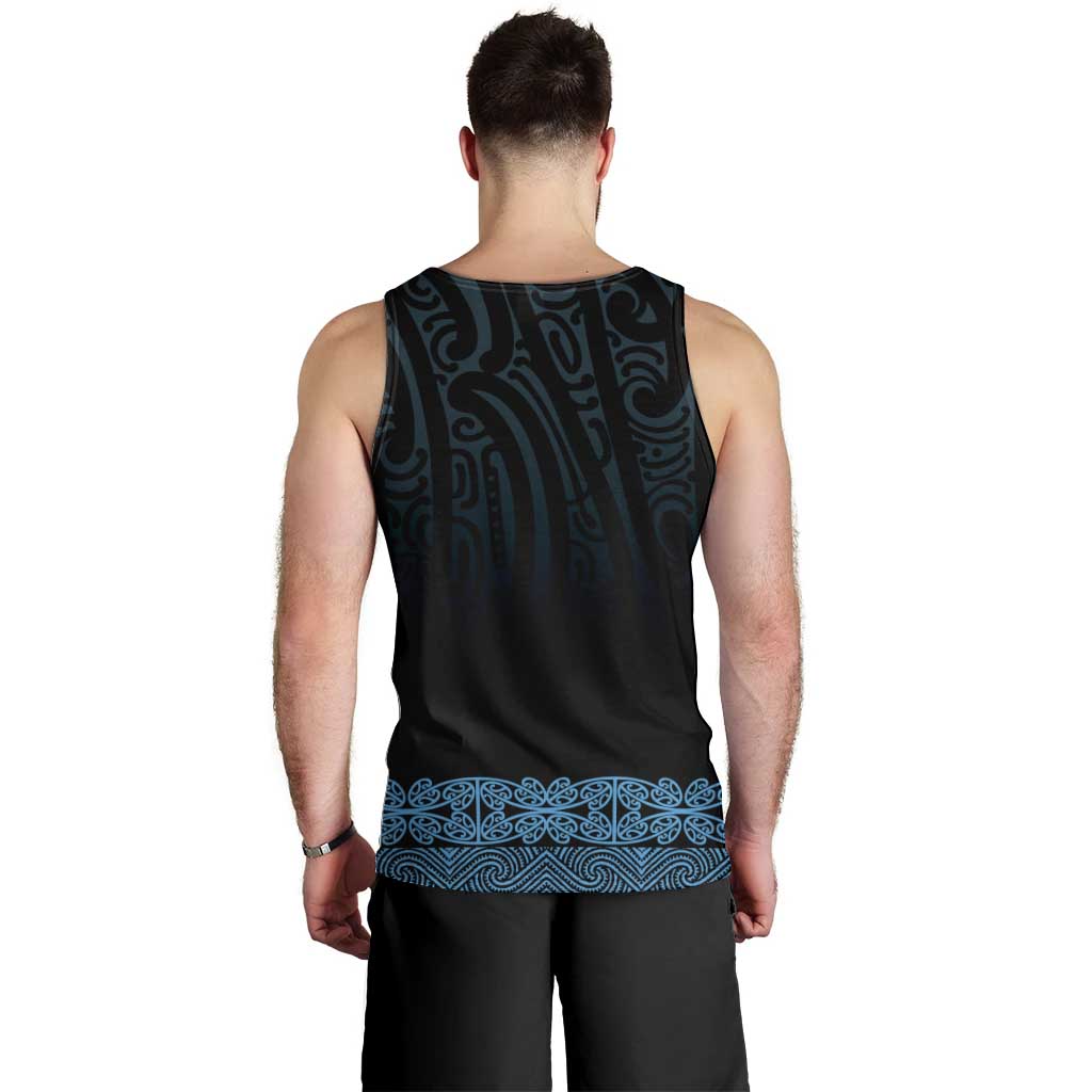 New Zealand Maori Kowhaiwhai Men Tank Top Kikorangi Maui and Mangopare