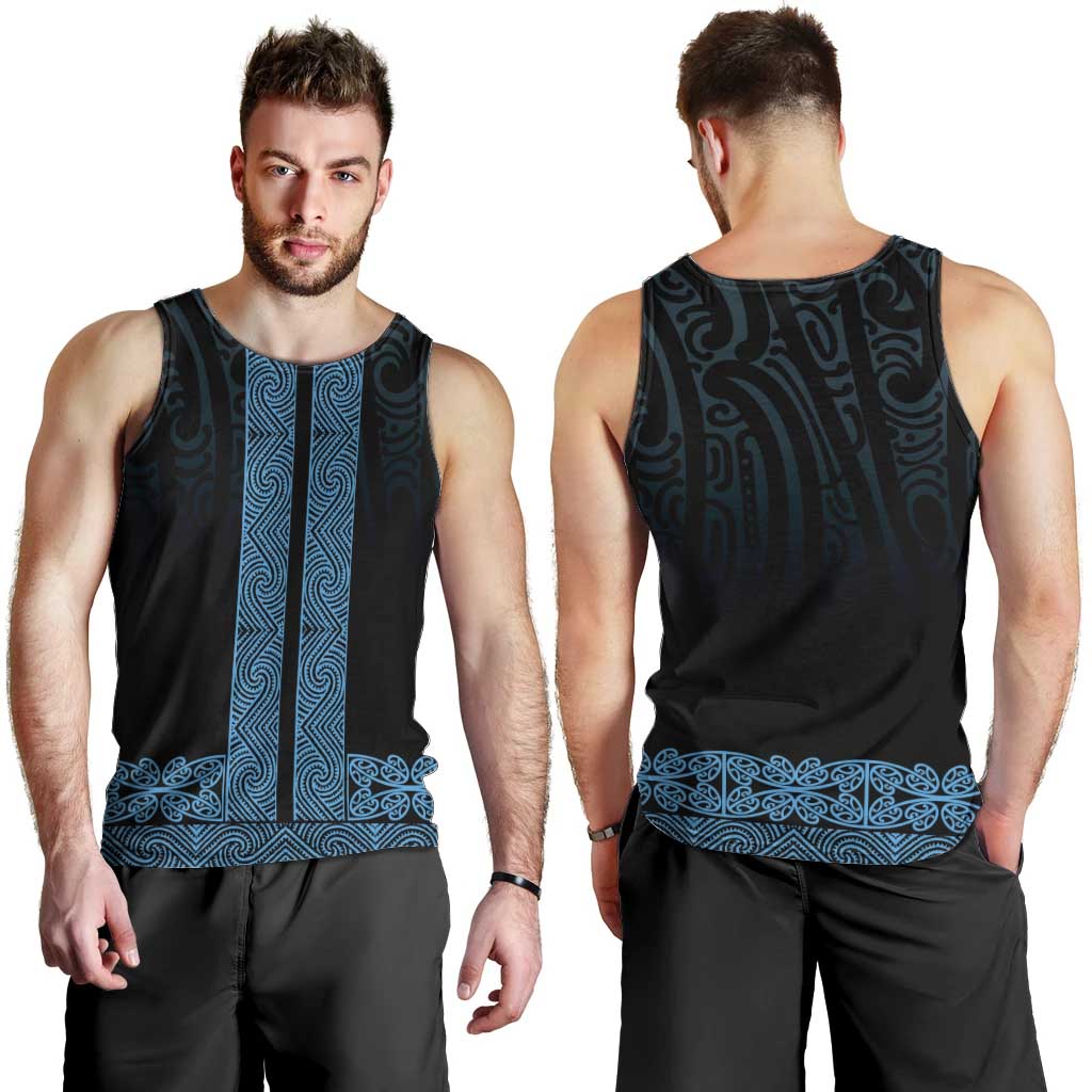 New Zealand Maori Kowhaiwhai Men Tank Top Kikorangi Maui and Mangopare