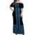 New Zealand Maori Kowhaiwhai Off Shoulder Maxi Dress Kikorangi Maui and Mangopare