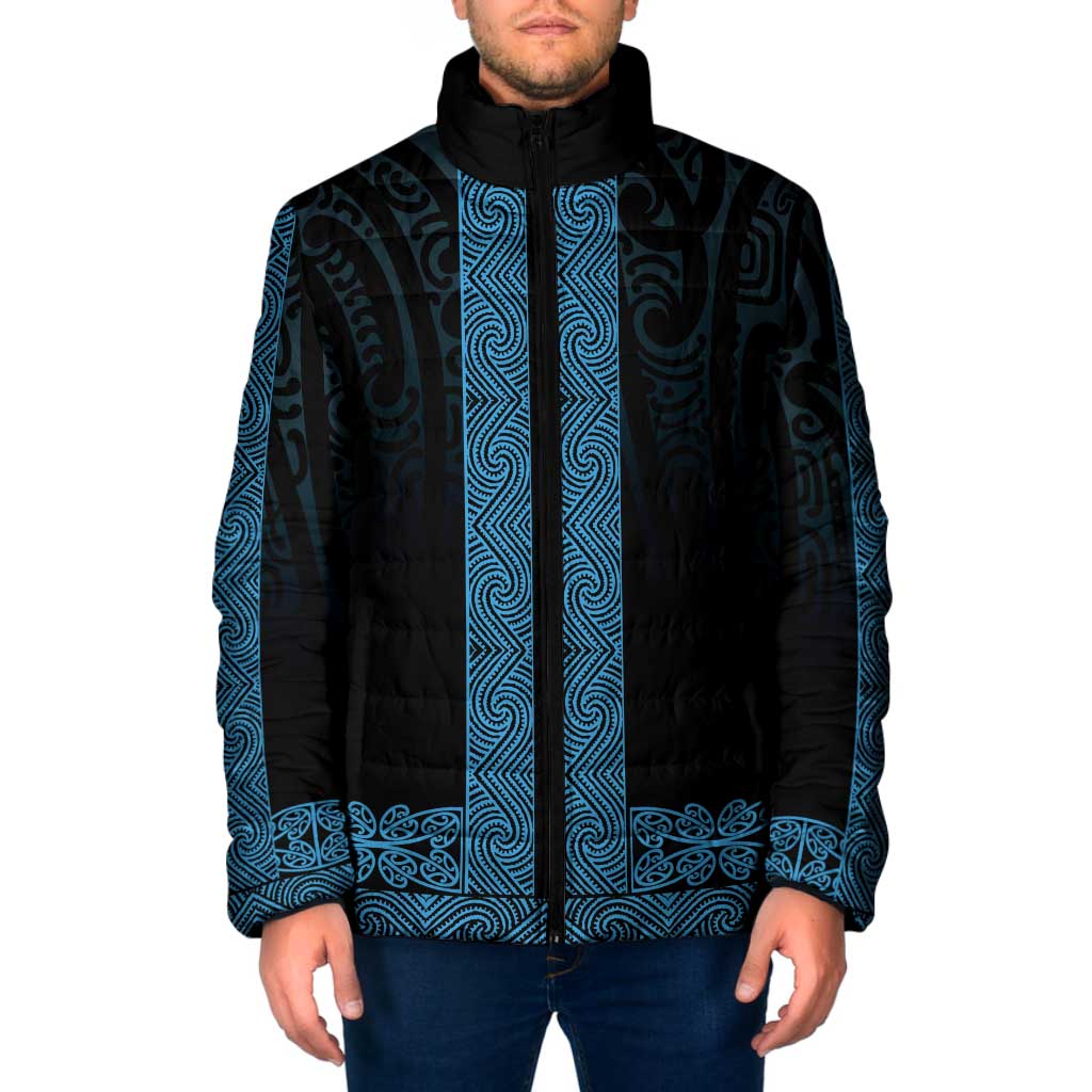 New Zealand Maori Kowhaiwhai Padded Jacket Kikorangi Maui and Mangopare - Polynesian Pride