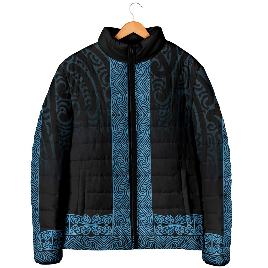 New Zealand Maori Kowhaiwhai Padded Jacket Kikorangi Maui and Mangopare - Polynesian Pride
