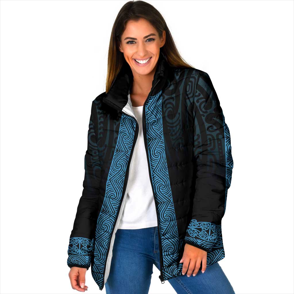 New Zealand Maori Kowhaiwhai Padded Jacket Kikorangi Maui and Mangopare - Polynesian Pride